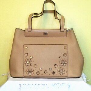 Michael Kors Meredith Medium Leather Tote-Butternut